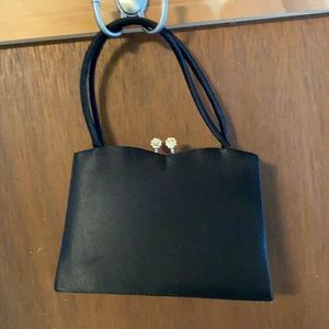 Small black satin purse